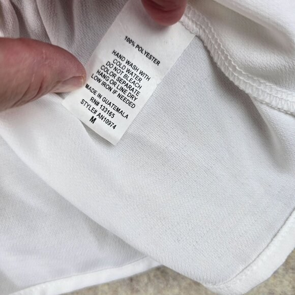 Altard State Womens Ruffled Peplum V-Neck Blouse White Short Sleeve Medium - Picture 5 of 7